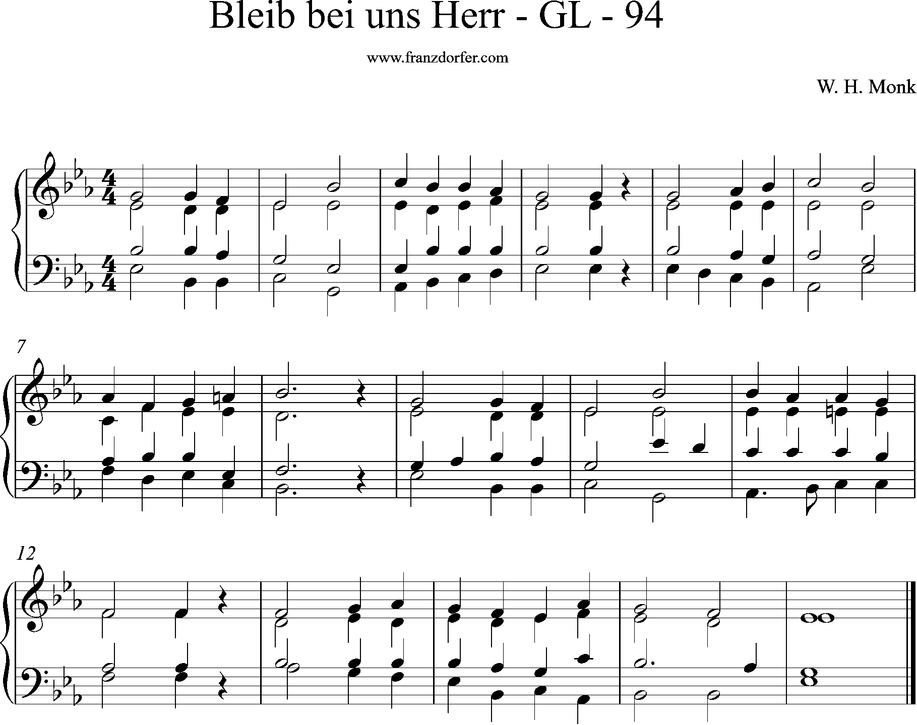 chor-, orgel-, noten, Eb-Dur, Bleib bei uns